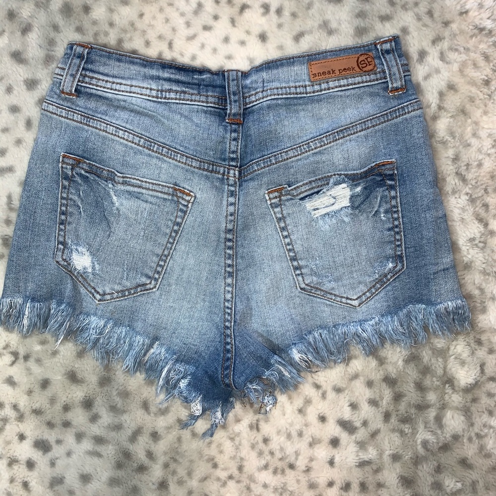 Sneak Peak jean shorts deconstruction